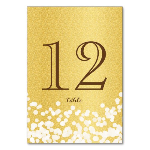 Gold Sparkle Lights Table Number