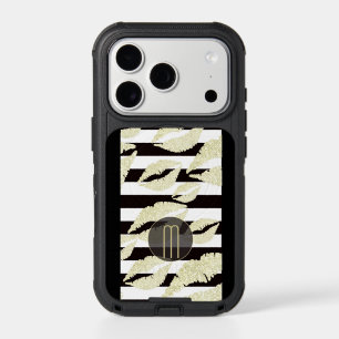 Gold Sparkle Lips Monogram iPhone 17 Pro Case