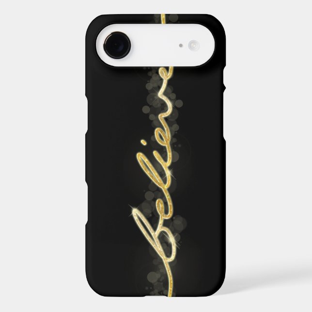 Gold Sparkle Look Bokeh Believe Christmas Case-Mate iPhone Case (Back)