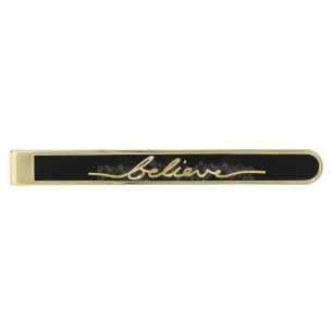 Gold Sparkle Look Bokeh Believe Christmas Finish Tie Clip
