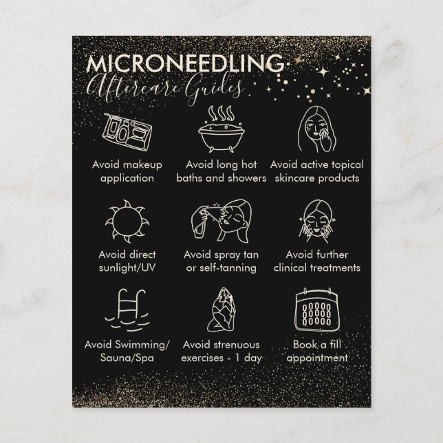 Gold Sparkle Microneedling aftercare Budget Flyer (Back)