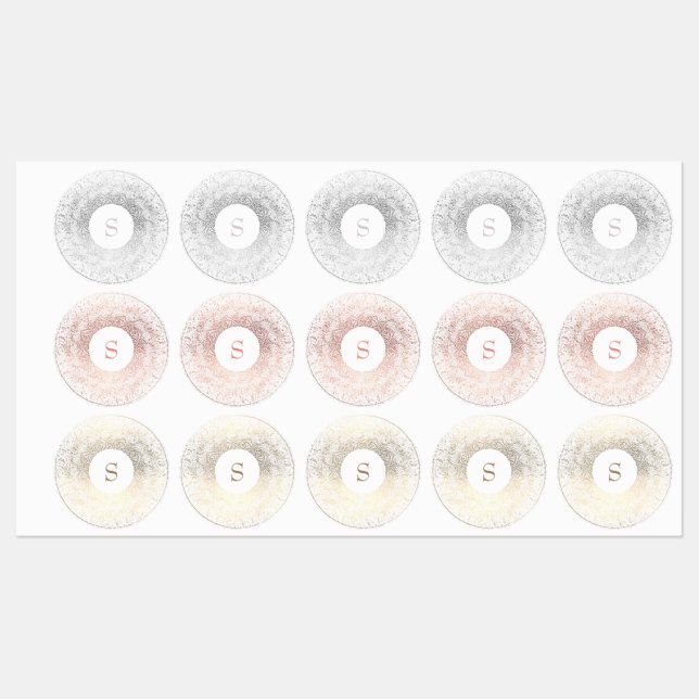 Gold Sparkle Monogram Labels (Sheet)