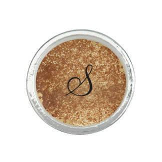 Gold Sparkle Monogram Ring