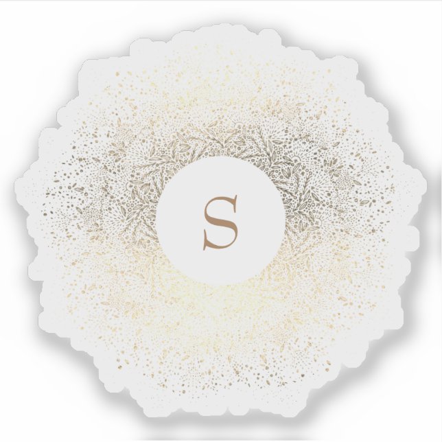 Gold Sparkle Monogram Sticker (Front)
