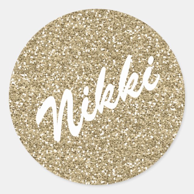 Gold Sparkle Name Sticker (Front)