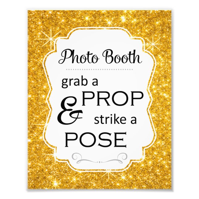 Gold Sparkle Photo Booth Bridal Shower Wedding (Front)