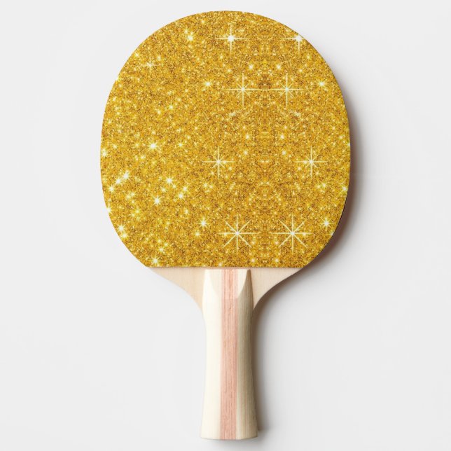 Gold Sparkle Ping Pong Paddle (Front)