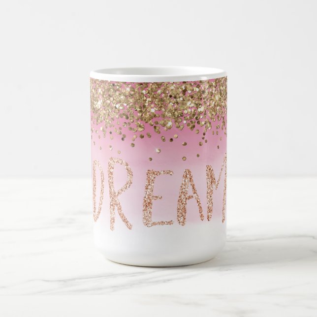 Gold Sparkle Pink Ombre Glitter Dream Coffee Mug (Center)