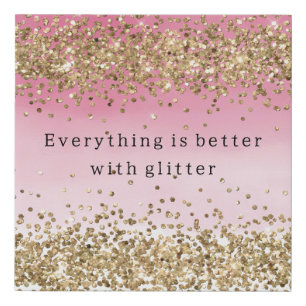 Gold Sparkle Pink Ombre Glitter Quote Faux Canvas Print