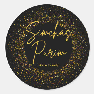 Gold Sparkle Purim Label