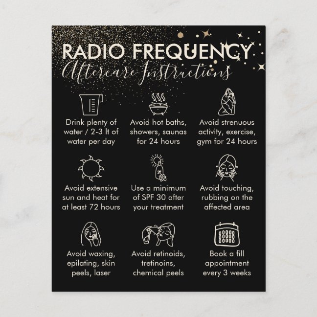 Gold Sparkle Radio Frequency Skin Aftercare Budget Flyer