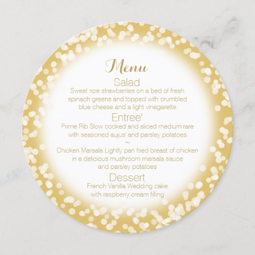 Gold Sparkle Round Menu