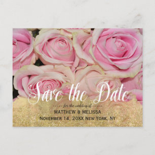 Gold Sparkle Save the Date Personalized Photo Announcement Postcard