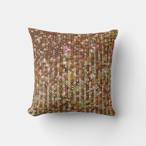 Gold sparkle sequin pattern  throw pillow