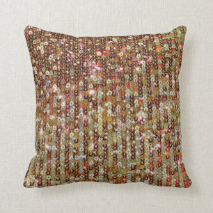 Gold sparkle sequin pattern  throw pillow