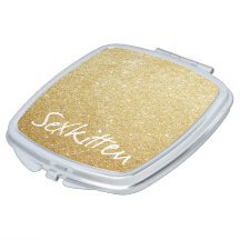 Gold Sparkle Sex Kitten Compact Mirror