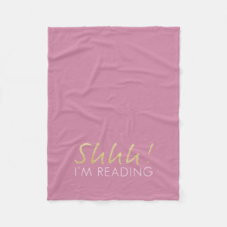 Gold Sparkle Shhh! I'm Reading Fleece Blanket