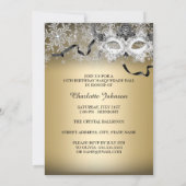 Gold Sparkle Snowflake Masquerade Quinceanera Invitation (Back)