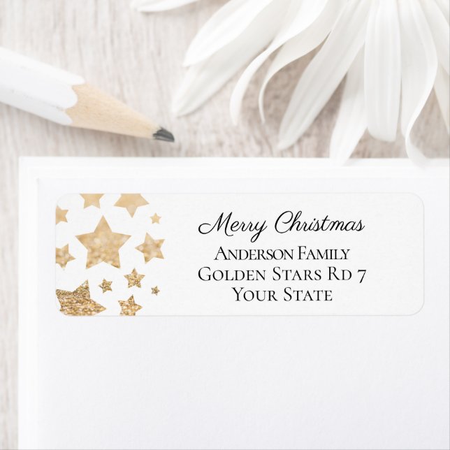 Gold sparkle Star Christmas Holiday white Label (Insitu)
