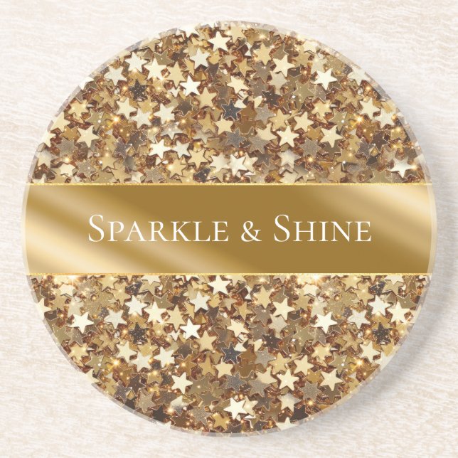 Gold Sparkle Stars Coaster (Front)
