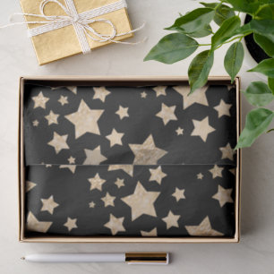 Gold sparkle Stars Merry Christmas Holiday black Tissue Paper