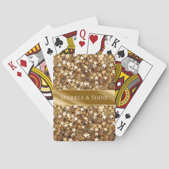 Gold Sparkle Stars Poker Cards (Back)