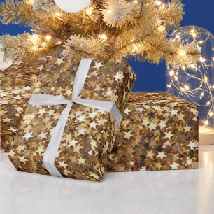 Gold Sparkle Stars Wrapping Paper