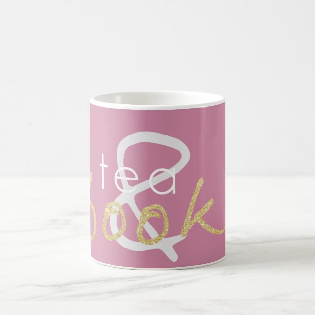 Gold Sparkle Tea and Books Coffee Mug (Center)