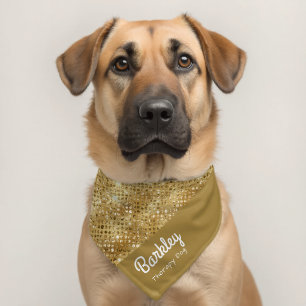 Gold Sparkle Therapy Dog  Pet Bandana Collar