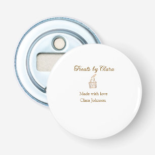 Gold sparkle treats bakery made with love add name bottle opener