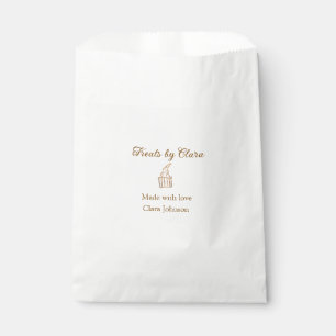 Gold sparkle treats bakery made with love add name favor bag