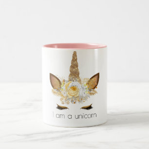 Gold Sparkle Unicorn Two-Tone Coffee Mug