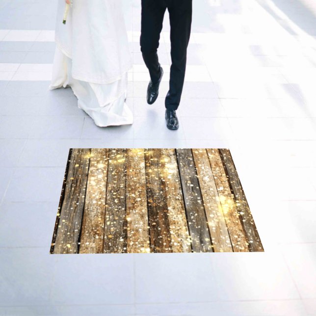 Gold Sparkle Wood Pattern Floor Decals (Wedding)