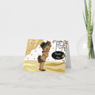 Gold Sparkle Zebra Print Baby Shower Thank You