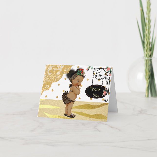 Gold Sparkle Zebra Print Baby Shower Thank You (Front)