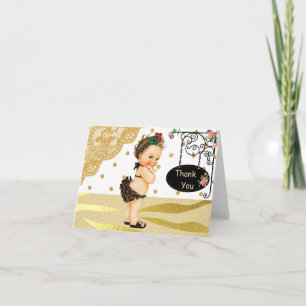 Gold Sparkle Zebra Print Baby Shower Thank You Card
