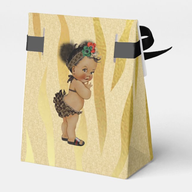 Gold Sparkle Zebra Print Favor Box (Back Side)