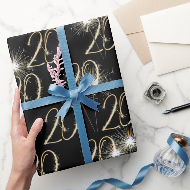 Gold Sparklers for 20th Birthday Wrapping Paper (Gifting)