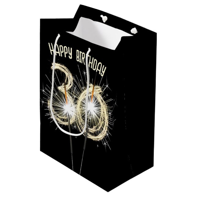 Gold Sparklers for 30th Birthday  Medium Gift Bag (Front Angled)