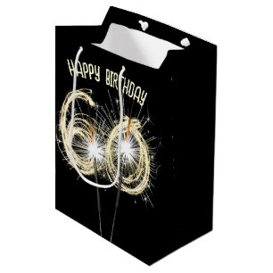 Gold Sparklers for 60th Birthday Medium Gift Bag