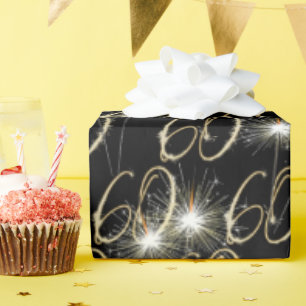 Gold Sparklers for 60th Birthday Wrapping Paper