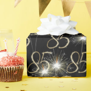 Gold Sparklers for 85th Birthday   Wrapping Paper