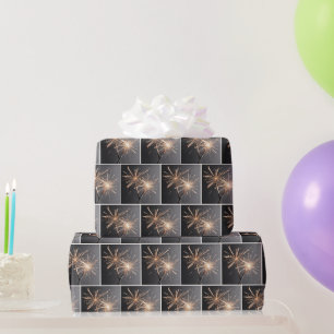 Gold Sparklers On Gray Wrapping Paper