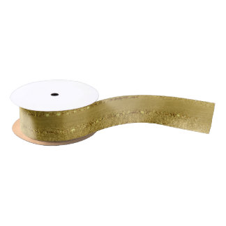 Gold Sparkles - Brush Strokes Gold Faux Glitter Satin Ribbon