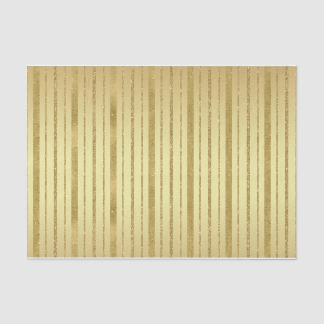 Gold Sparkles - Brushed Gold Faux Glitter Stripes Tissue Paper (Front)
