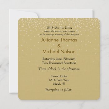 Gold Sparkles Gold Wedding Invitation by peacefuldreams at Zazzle