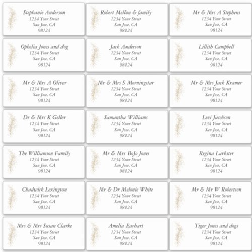 Gold Sparkles Guest Name Address Labels