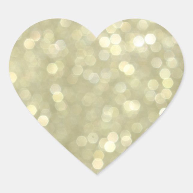 Gold Sparkles Heart Sticker (Front)