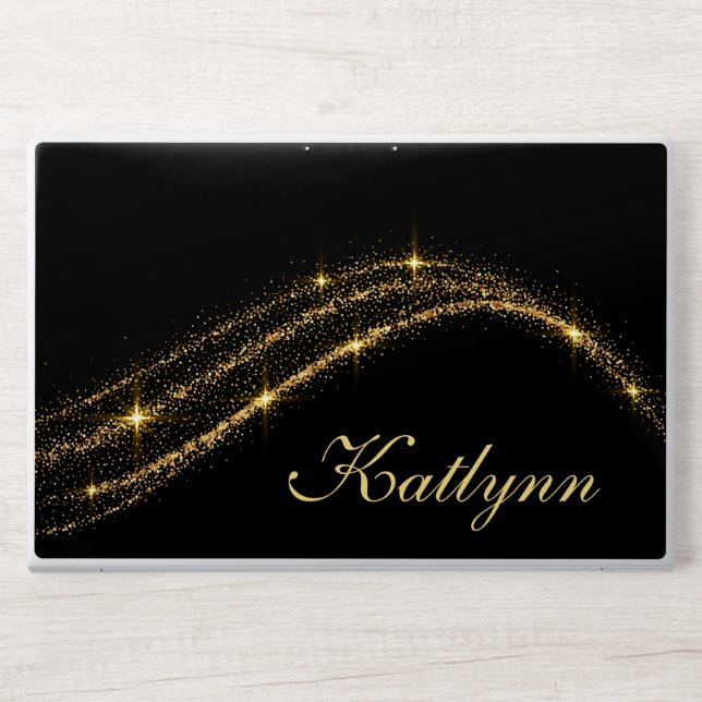 Gold Sparkles HP Laptop Skin (Front)