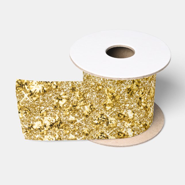 Gold Sparkles - Jeweled Gold Faux Glitter1 Satin Ribbon (Spool)